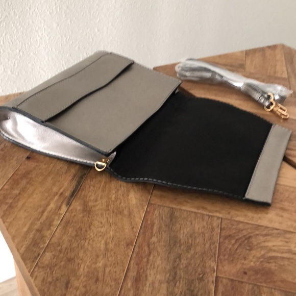 Convertible Clutch Purse/Crossbody Silver Gray - Picture 3 of 6